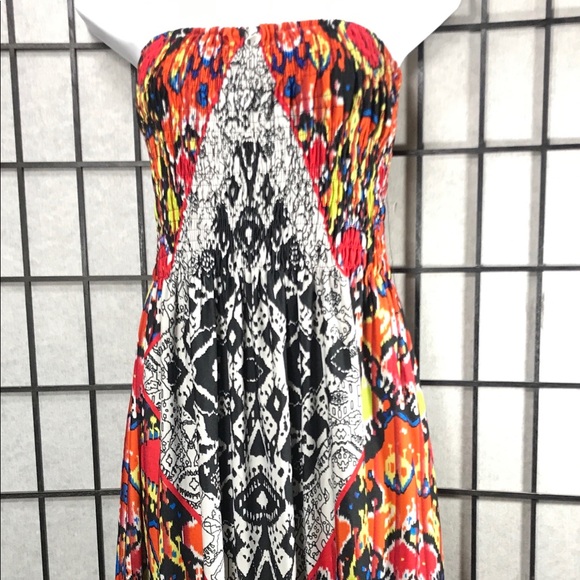 MAGIC Sz M Halter Tube Ribbed Printed Aztec Dress - Picture 3 of 10